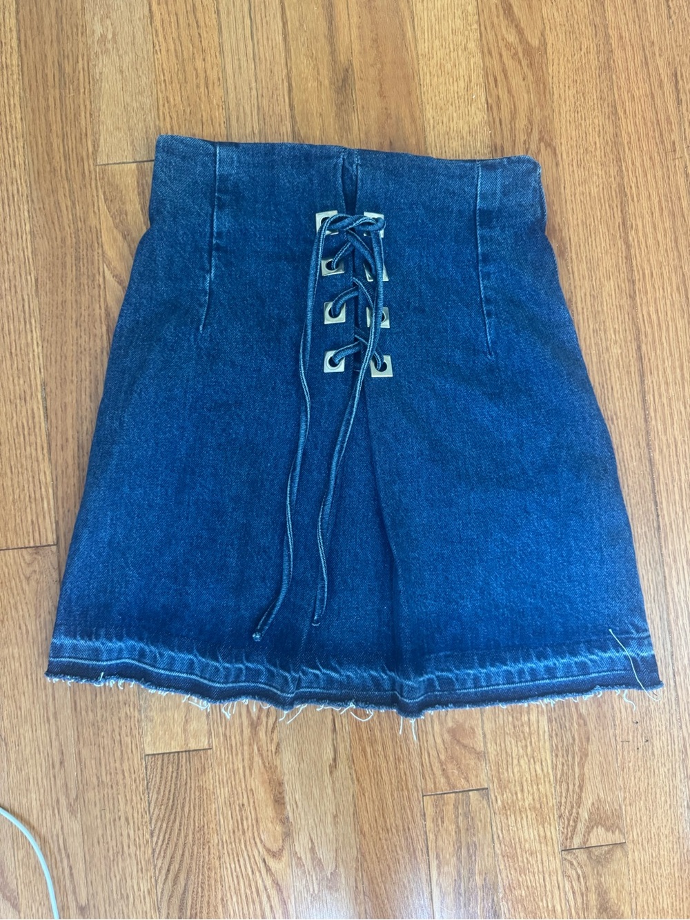 Sandro Denim Lace-Up Mini Skirt - Blue